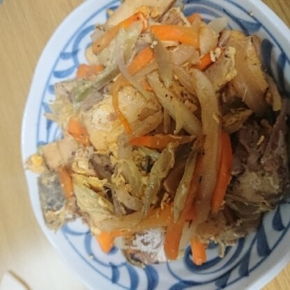 豆腐のかわりに高野豆腐で作ってみました。ナンプラーもなかったので、醤油で代用。しょうがが効いていてよいですね。